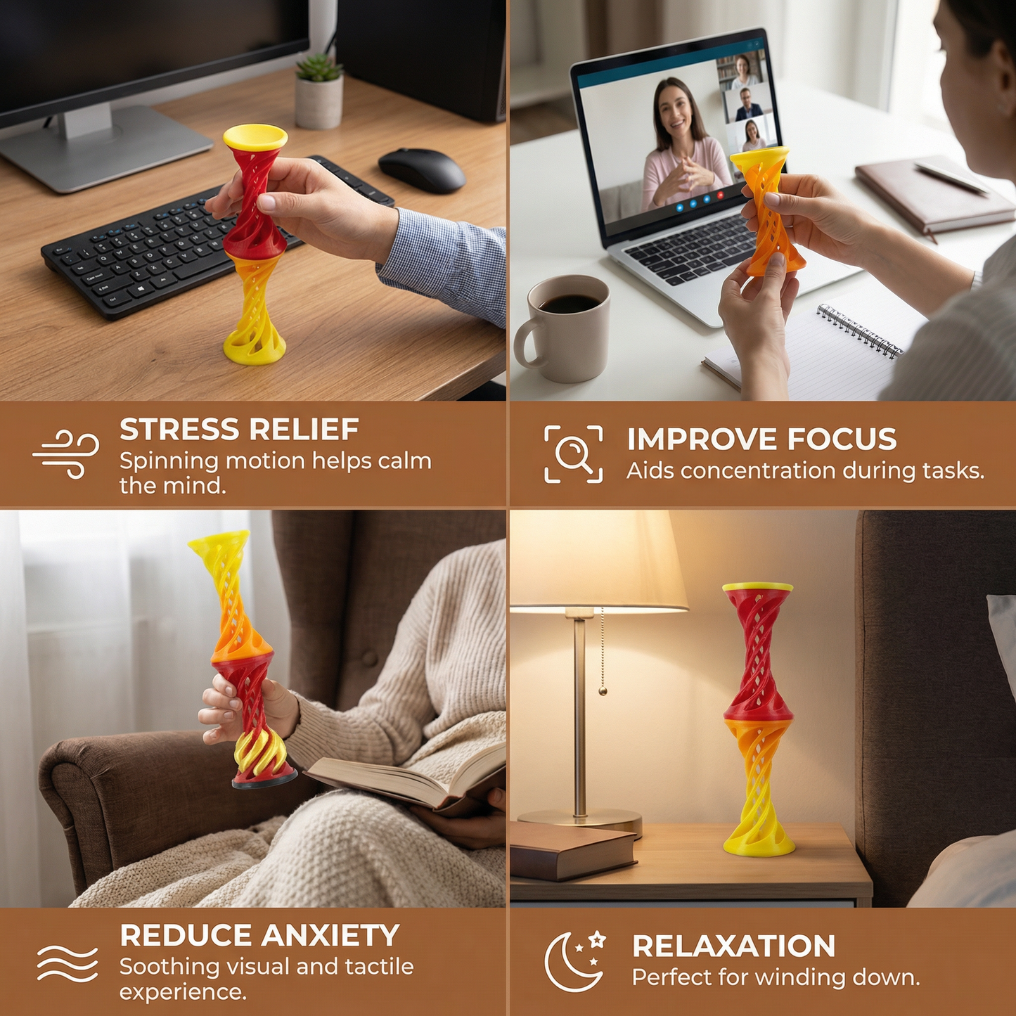 3D Printed Spiral Toy, a Novel and Unique Decompression Toy for Office Desks and Desktops
