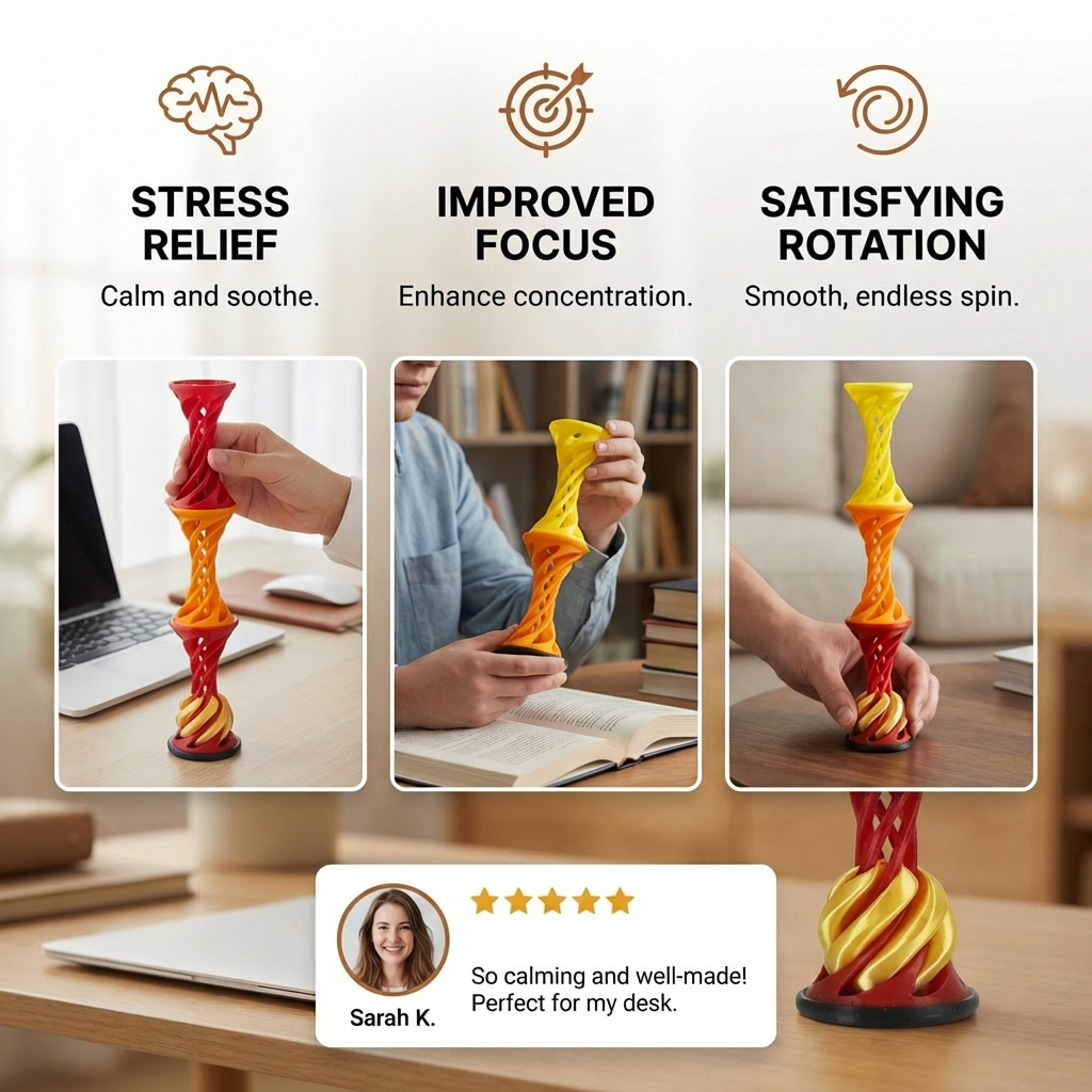 3D Printed Spiral Toy, a Novel and Unique Decompression Toy for Office Desks and Desktops
