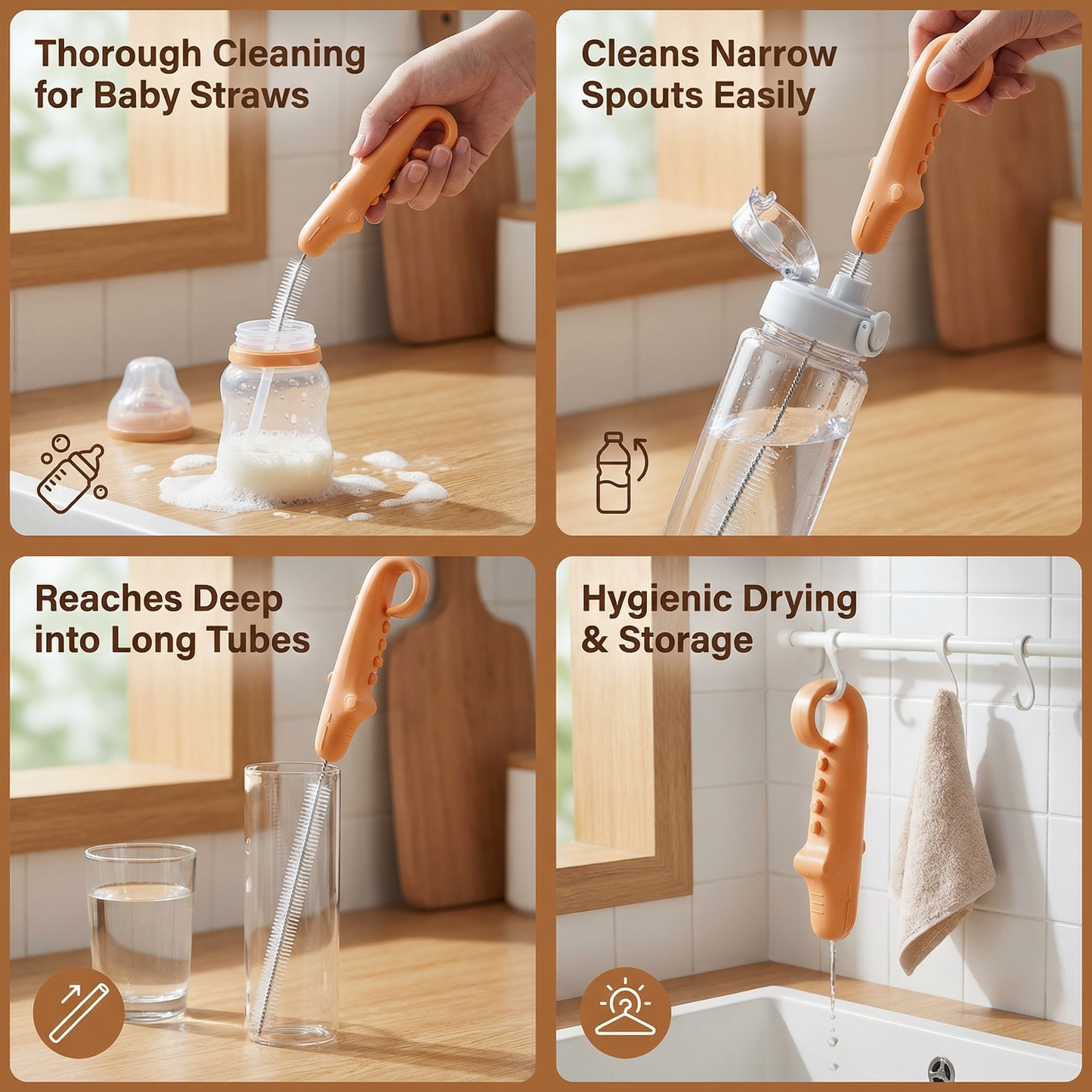 Flexible Straw Cleaning Brush – Long Tube Cleaner for Bottles, Pacifiers & Drinking Cups