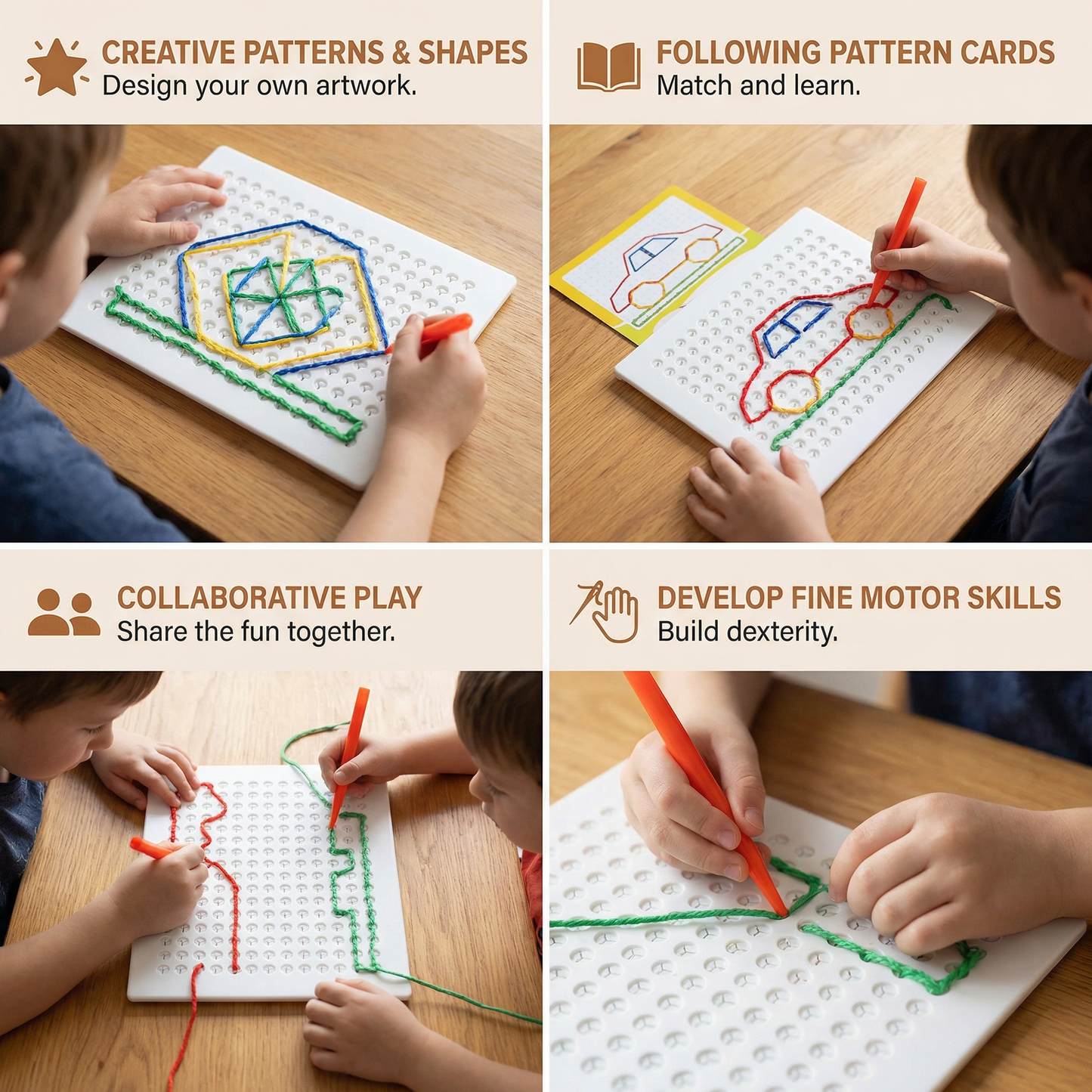 Lacing Board Toy with Lace – Creative Threading Game for Kids' Motor Skill Development