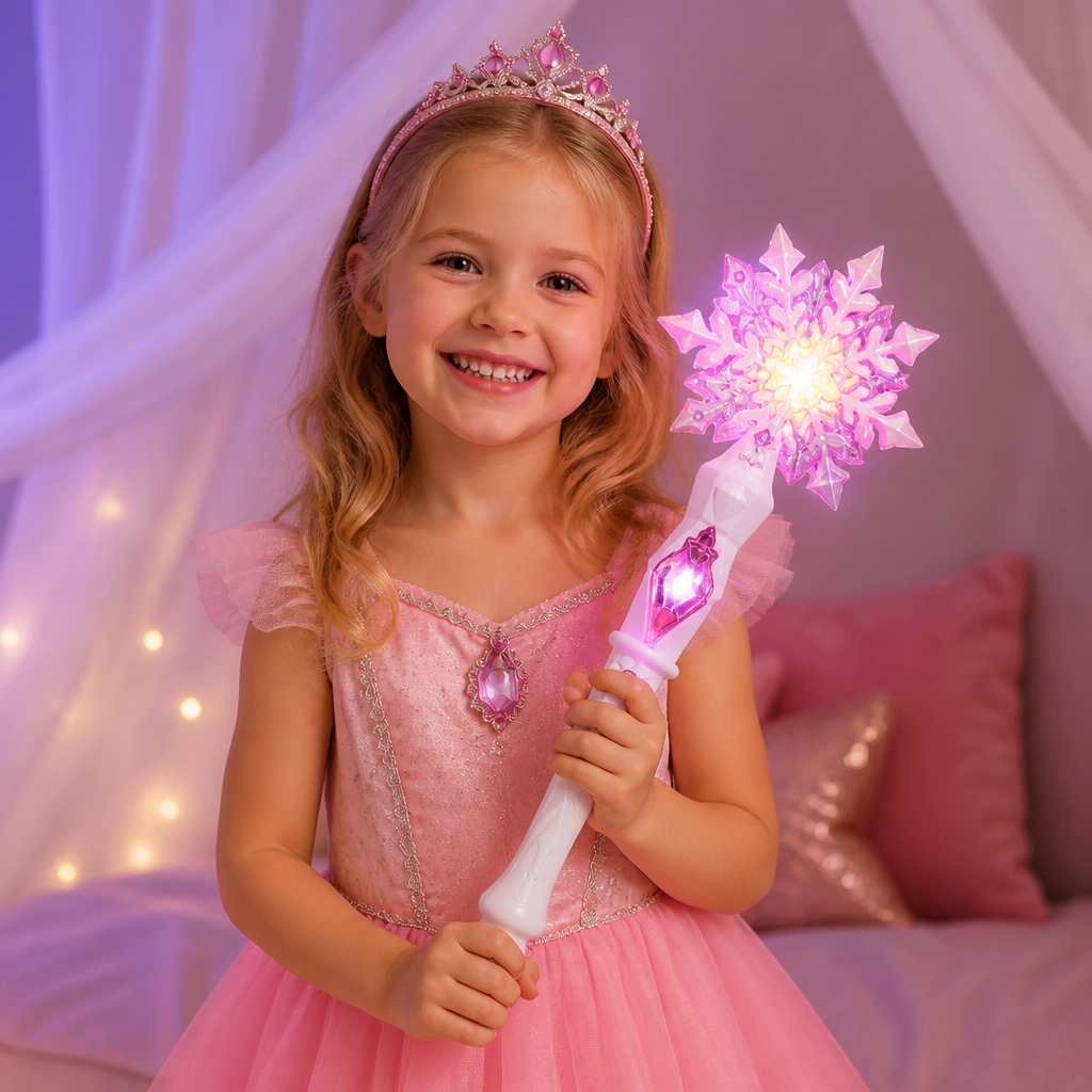 Light Up Snowflake Princess Wand Toy for Kids