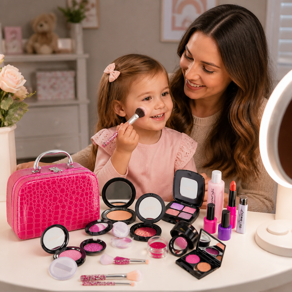 Make-up Play Set for Girls – Safe Kids Cosmetic Set with Practical Bag