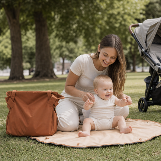 2-in-1 Folding Diaper Bag & Changing Mat – Lightweight & Spacious Travel Tote for Moms