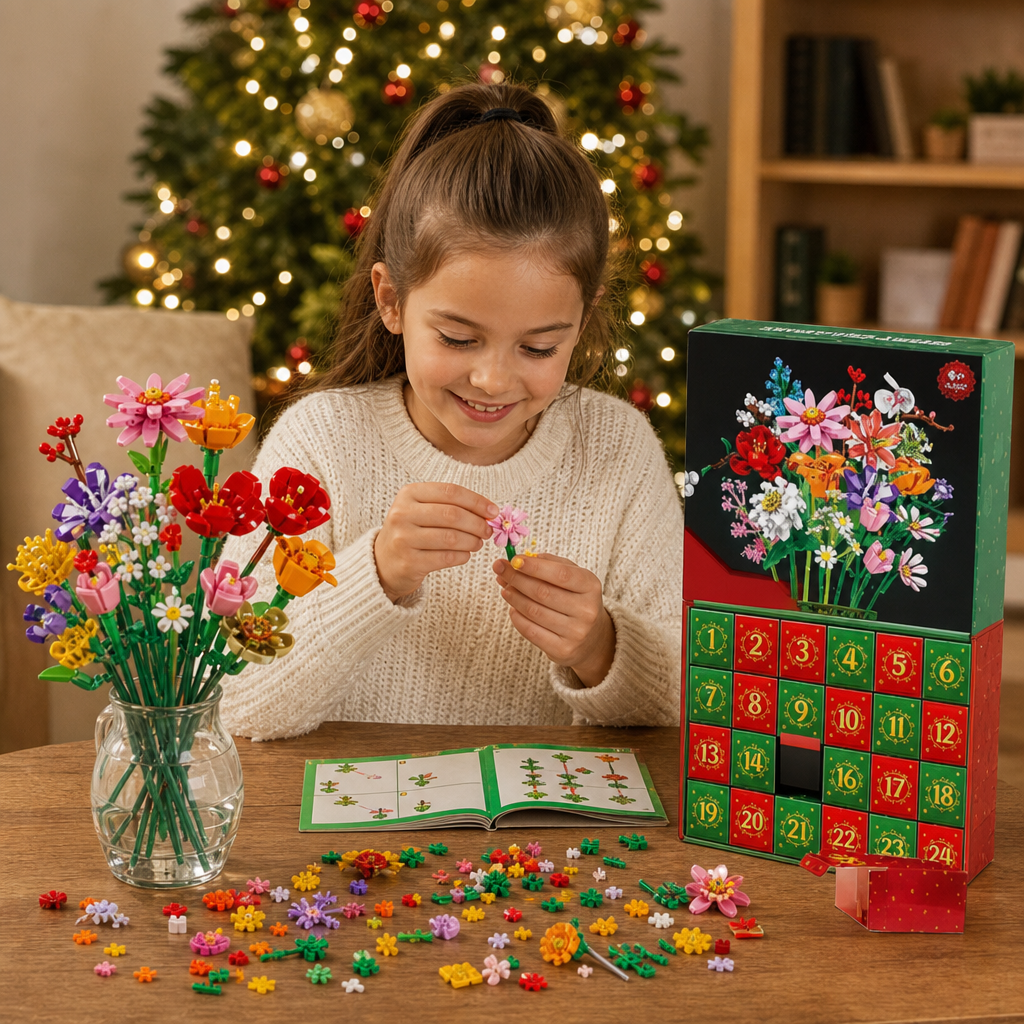 Christmas Building Block Flower Bouquet Advent Calendar