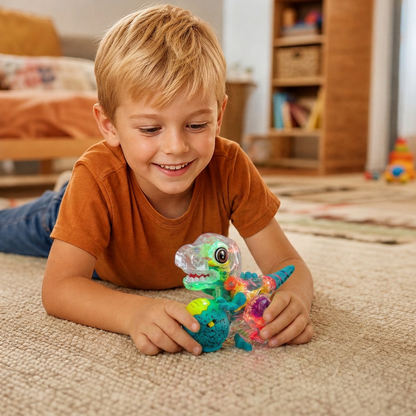 Interactive Light-Up Gear Dinosaur Toy with Music & Walking Action