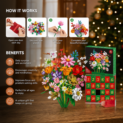 Christmas Building Block Flower Bouquet Advent Calendar