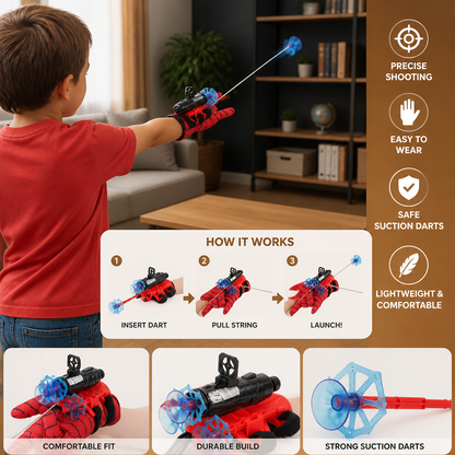 Superhero Web Launcher Glove Set – Wrist String Shooter with Suction Darts