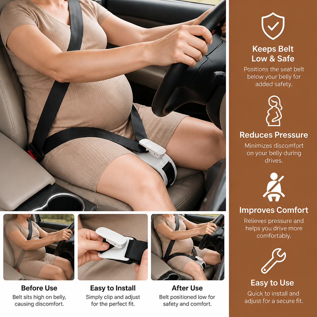 Car Travel Maternity Belly Support Strap – Adjustable & Comfortable Pregnancy Support