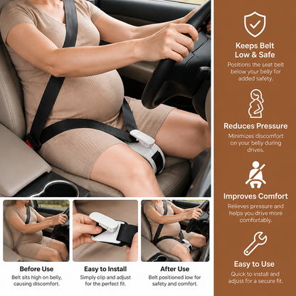 Car Travel Maternity Belly Support Strap – Adjustable & Comfortable Pregnancy Support