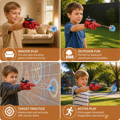 Superhero Web Launcher Glove Set – Wrist String Shooter with Suction Darts