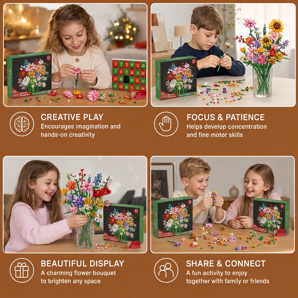Christmas Building Block Flower Bouquet Advent Calendar