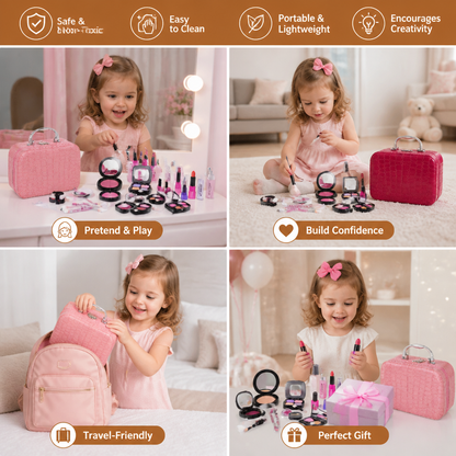 Make-up Play Set for Girls – Safe Kids Cosmetic Set with Practical Bag