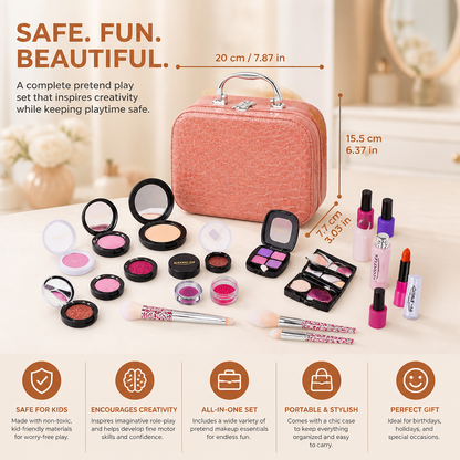 Make-up Play Set for Girls – Safe Kids Cosmetic Set with Practical Bag