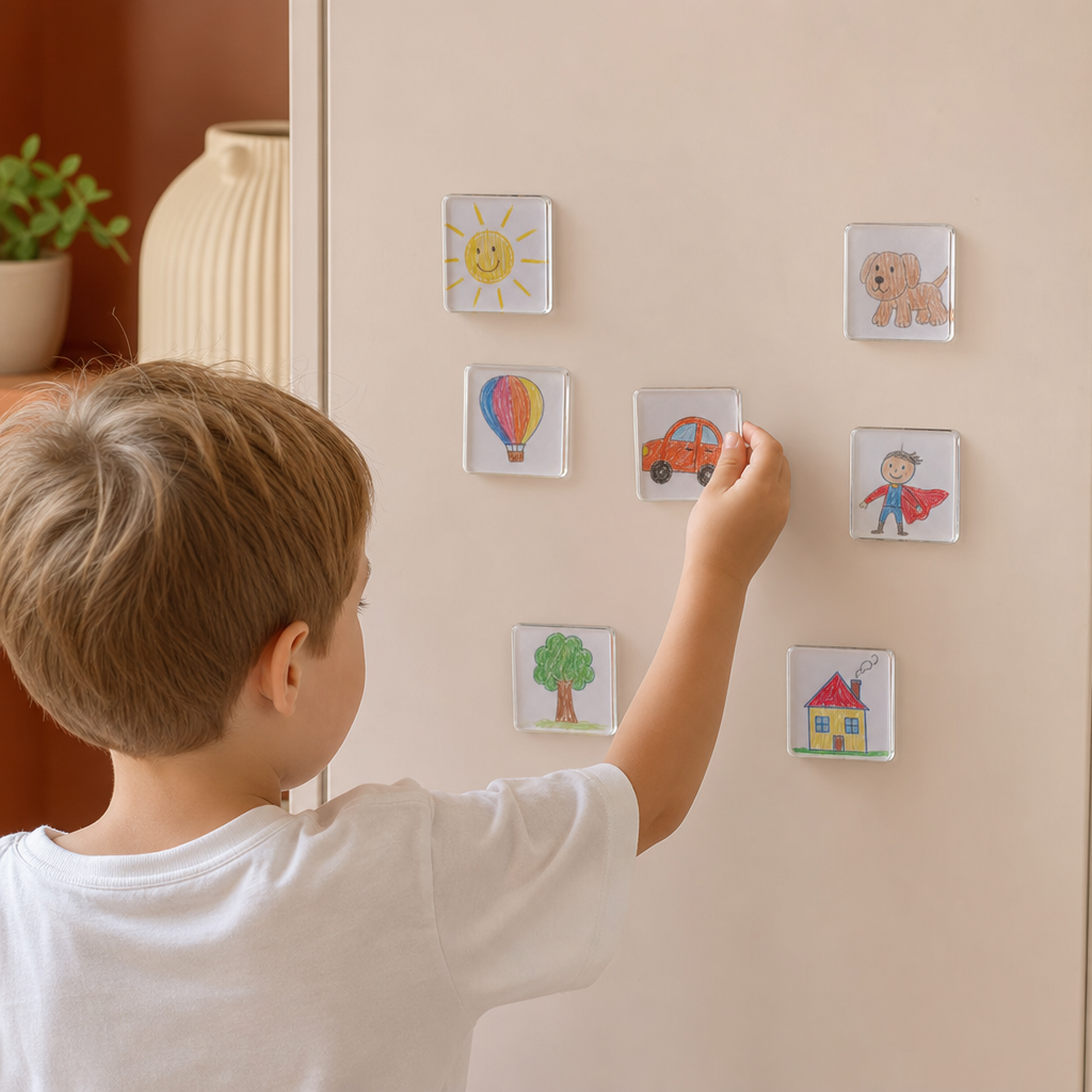Clear Acrylic Magnetic Photo Frames with Adhesive Backing