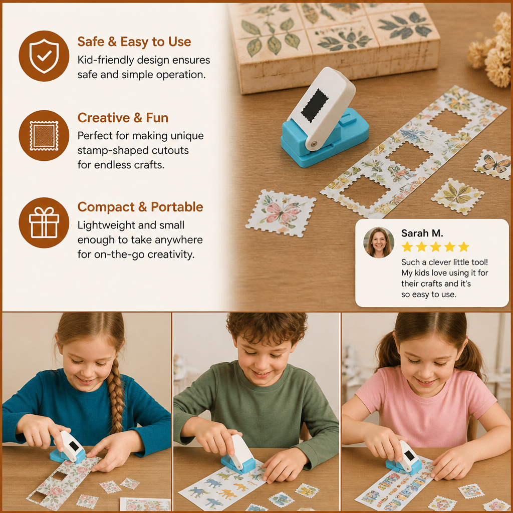 DIY Postage Stamp Paper Punch for Kids’ Arts & Crafts