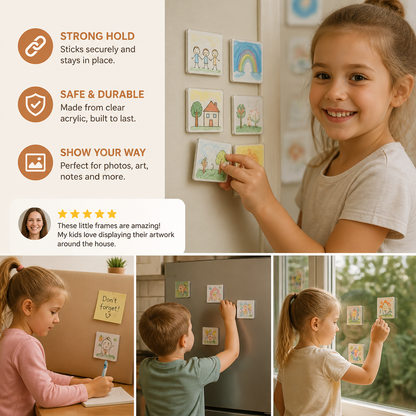 Clear Acrylic Magnetic Photo Frames with Adhesive Backing