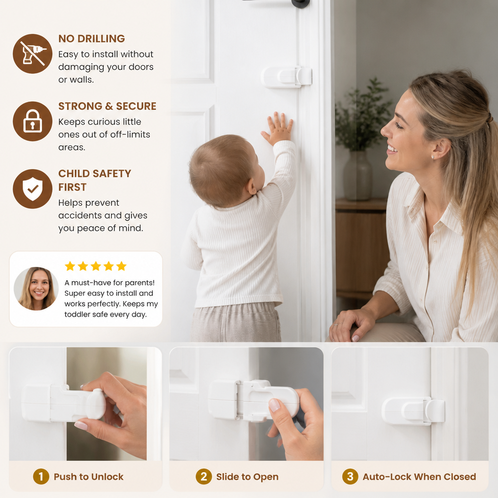 No-Drill Child Safety Door Lock