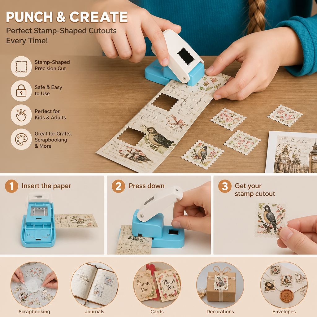 DIY Postage Stamp Paper Punch for Kids’ Arts & Crafts