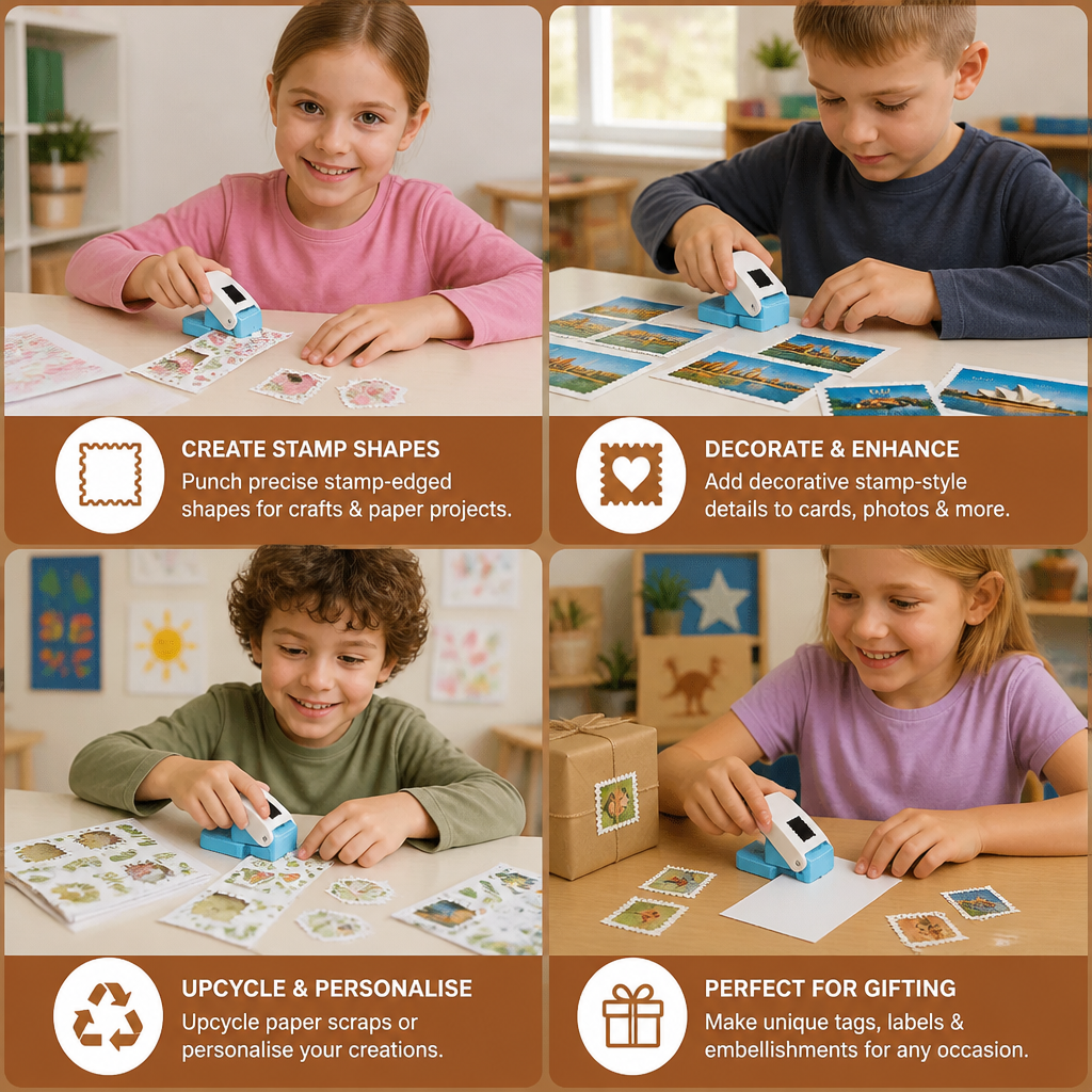 DIY Postage Stamp Paper Punch for Kids’ Arts & Crafts