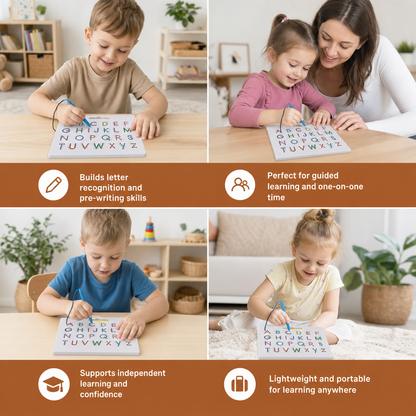 2-in-1 Magnetic Letter Tracing Board for Uppercase & Lowercase Writing Practice