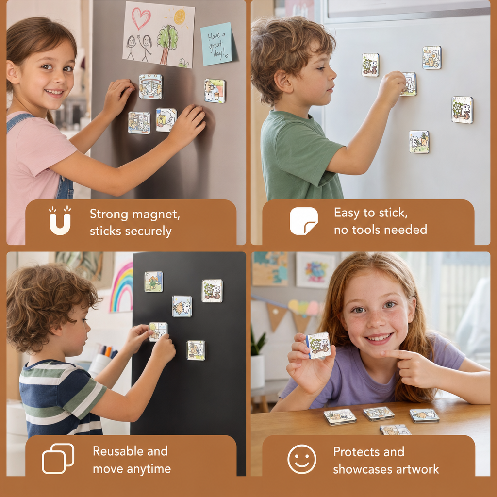 Clear Acrylic Magnetic Photo Frames with Adhesive Backing