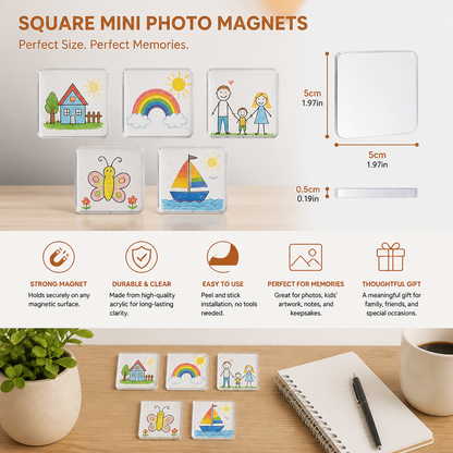 Clear Acrylic Magnetic Photo Frames with Adhesive Backing
