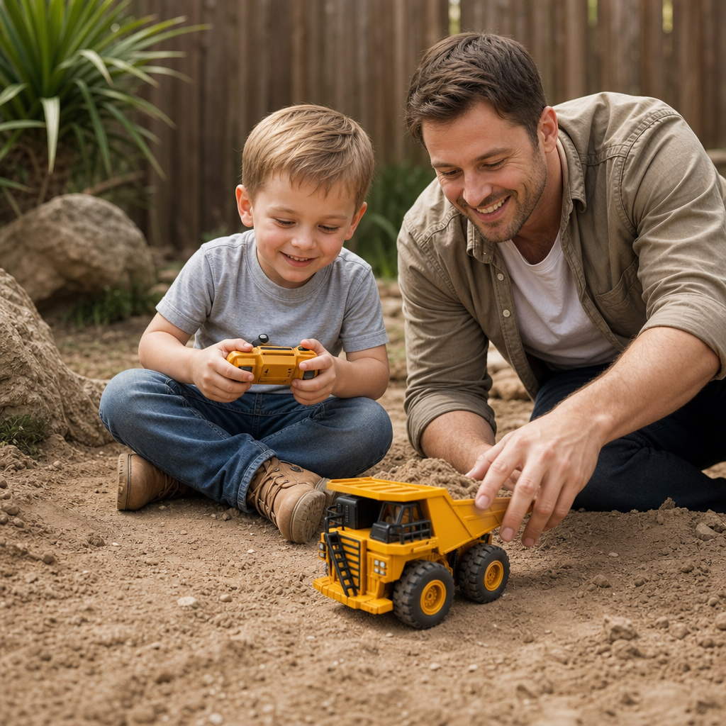 Remote-Controlled Dump Truck with Lights – Construction Vehicle Toy