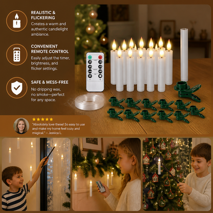 Magic Wand-Controlled Floating LED Candles with Hanging Hooks