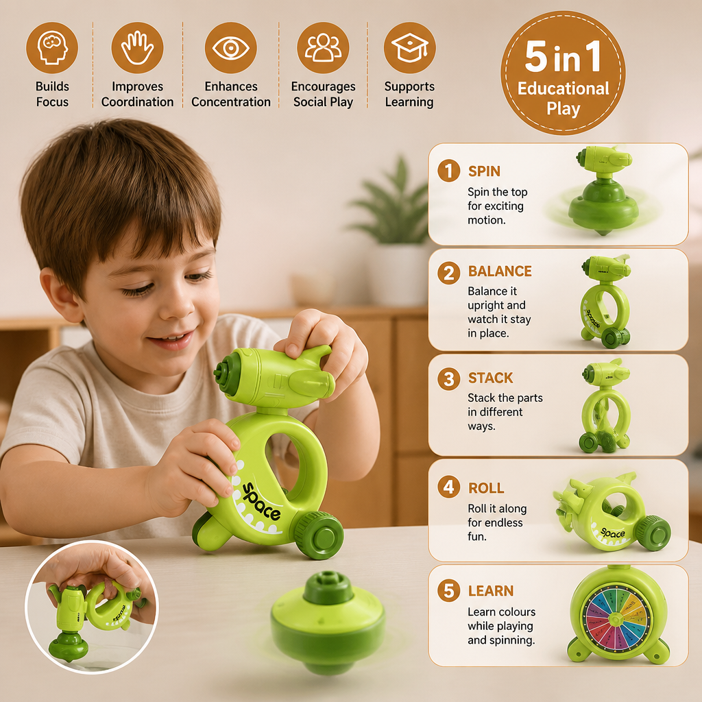 5-in-1 Gyro Educational Toy – Spinning, Balancing & Stacking Skill Game for Kids