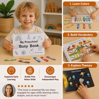 Montessori Busy Book – Reusable Preschool Learning Activity Book