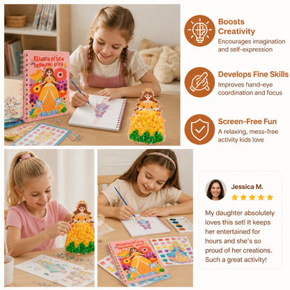 4-in-1 Fairy Princess Diamond Painting, Poke-In, Embroidery & Watercolor Art Kit for Kids