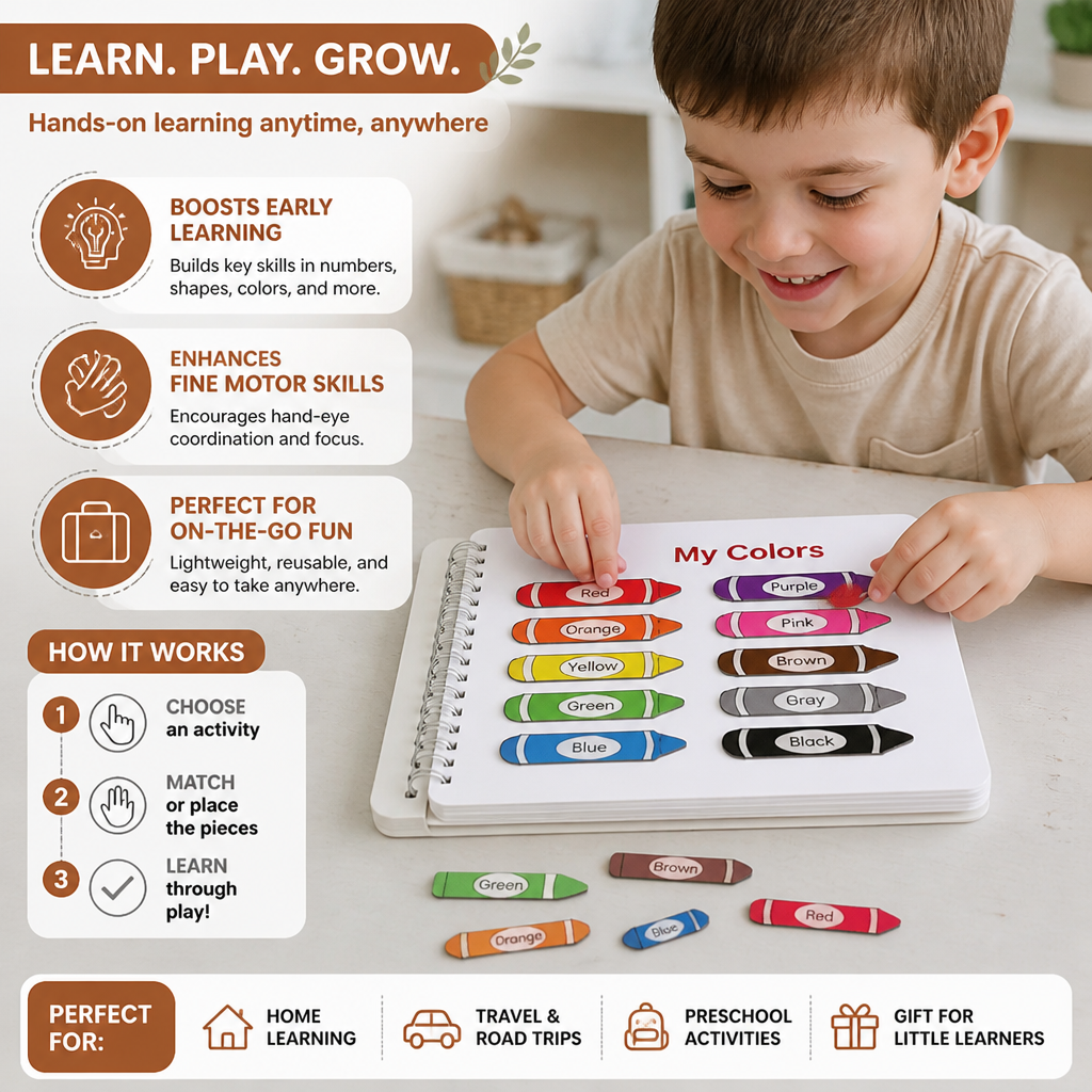 Montessori Busy Book – Reusable Preschool Learning Activity Book