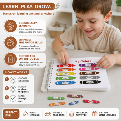 Montessori Busy Book – Reusable Preschool Learning Activity Book