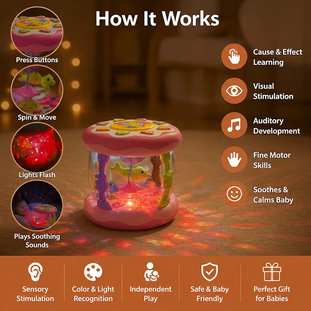 Interactive Musical Toy with Lights – Montessori Sensory & Soothing Lullaby Toy