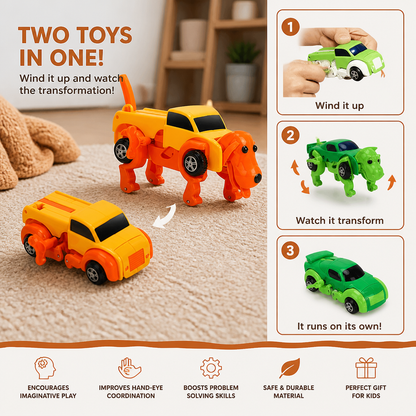 Wind-Up Transforming Animal Car Toy