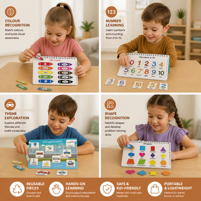 Montessori Busy Book – Reusable Preschool Learning Activity Book