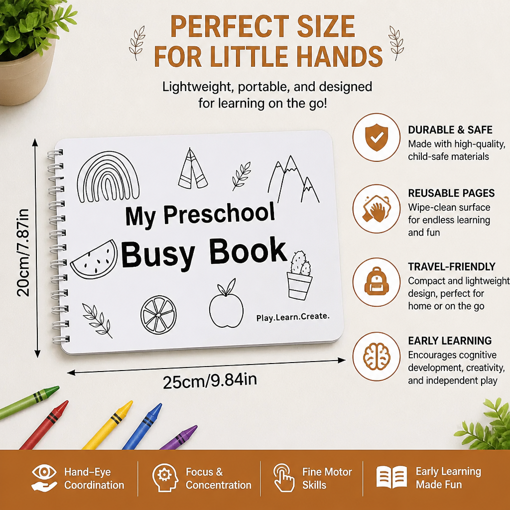 Montessori Busy Book – Reusable Preschool Learning Activity Book
