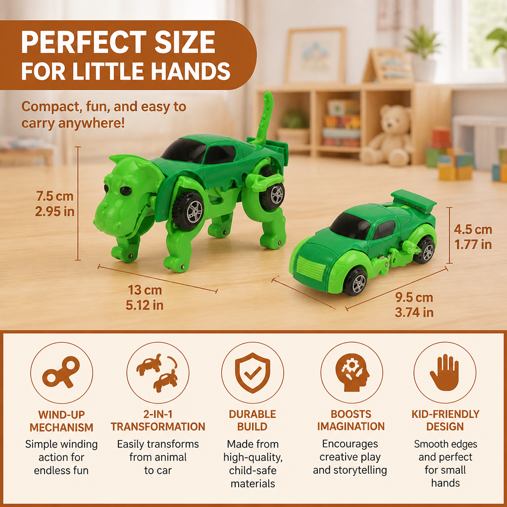 Wind-Up Transforming Animal Car Toy