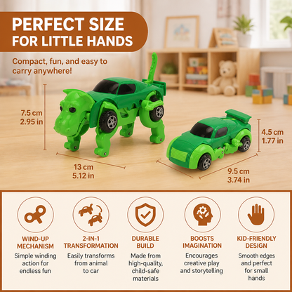 Wind-Up Transforming Animal Car Toy