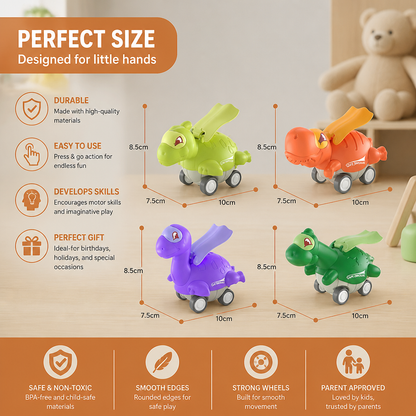 Press & Go Dinosaur Cars – Rolling Dinosaur Toys for Kids