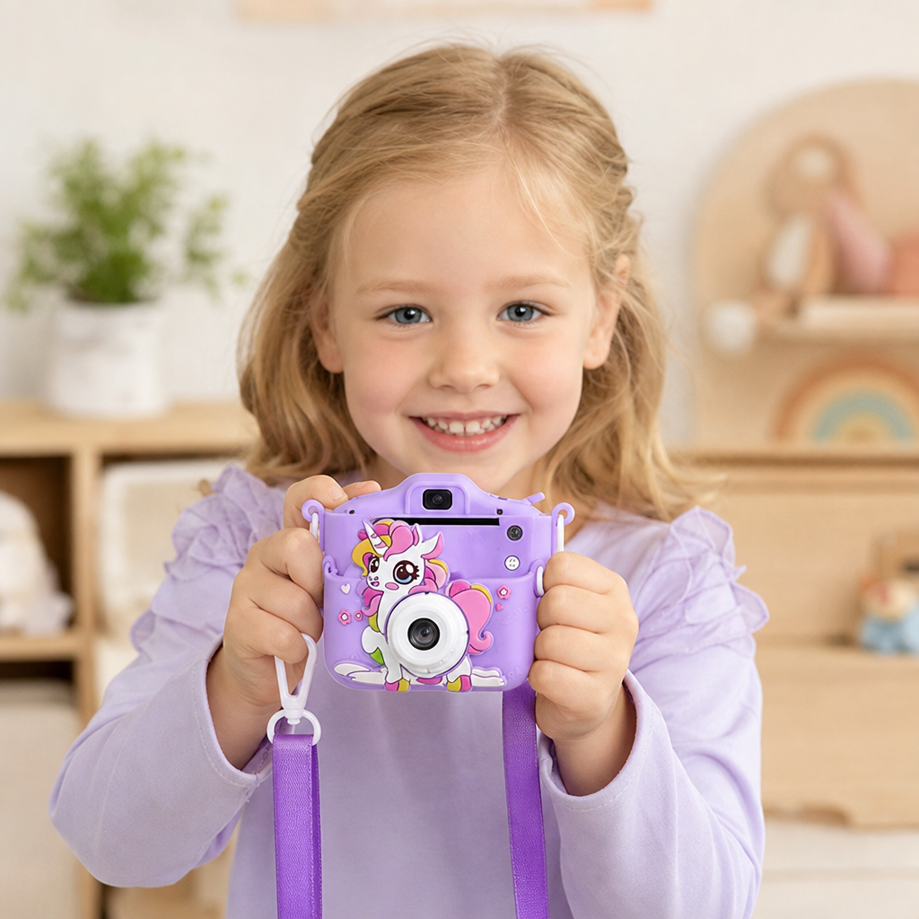 Rechargeable Kids’ Digital Camera with Selfie Mode, HD Video & Silicone Case