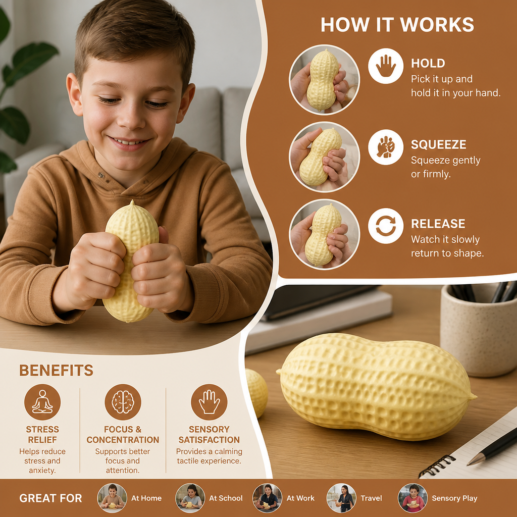 Jumbo Peanut Squishy Stress Toy