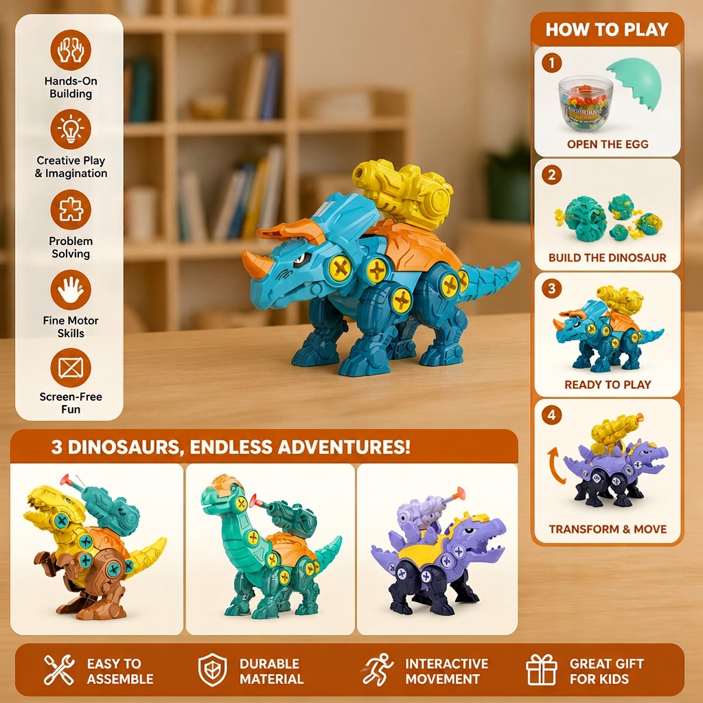 DIY Build & Transform Dinosaur Egg Toy