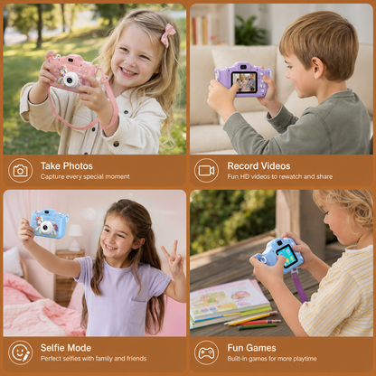 Rechargeable Kids’ Digital Camera with Selfie Mode, HD Video & Silicone Case
