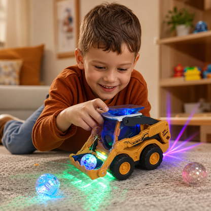 Interactive Light-Up Construction Bulldozer with Ball Launcher for Kids