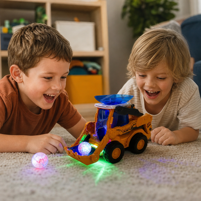 Interactive Light-Up Construction Bulldozer with Ball Launcher for Kids