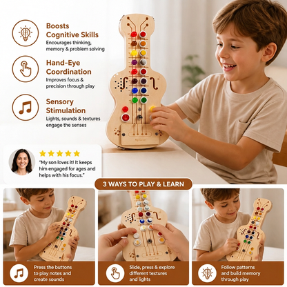 Wooden Light & Sound Guitar Busy Board