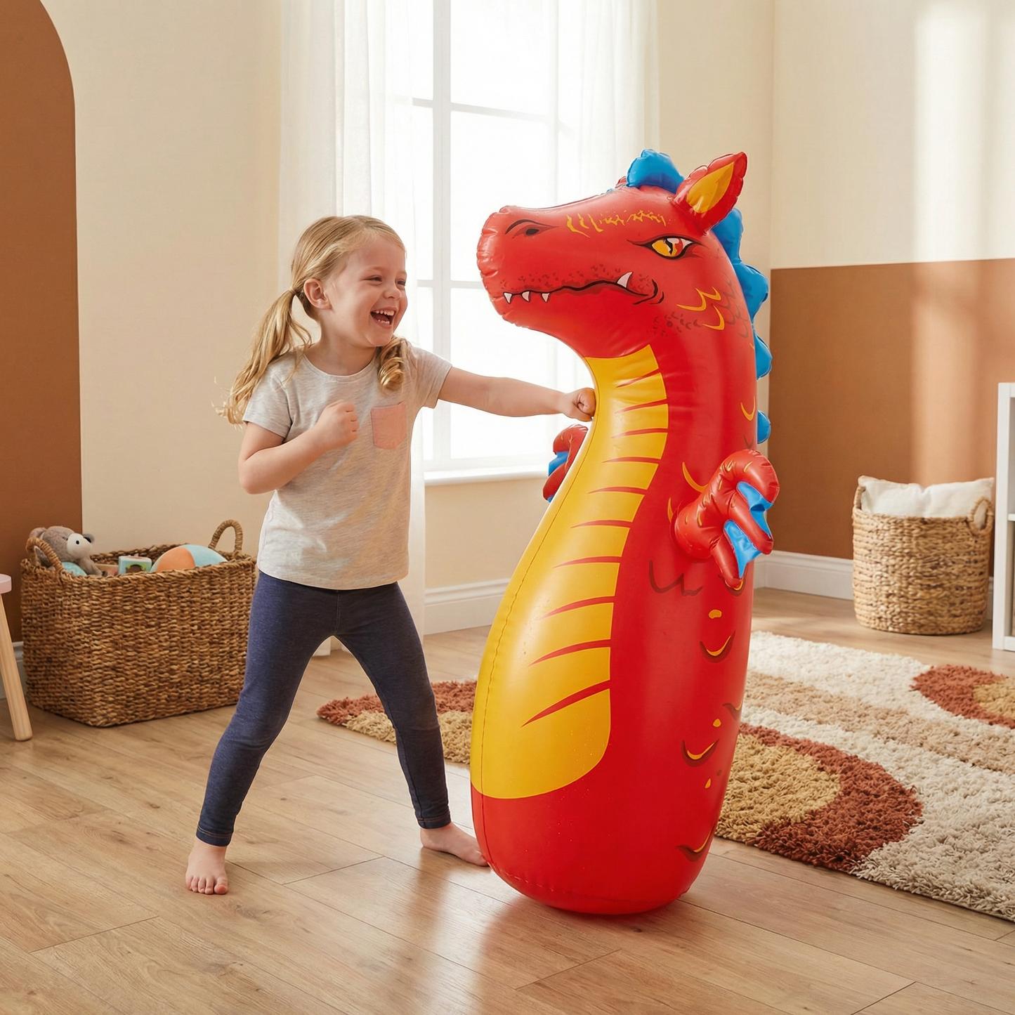 Kids Inflatable Punching Bag – Animal Design with Water-Filled Base