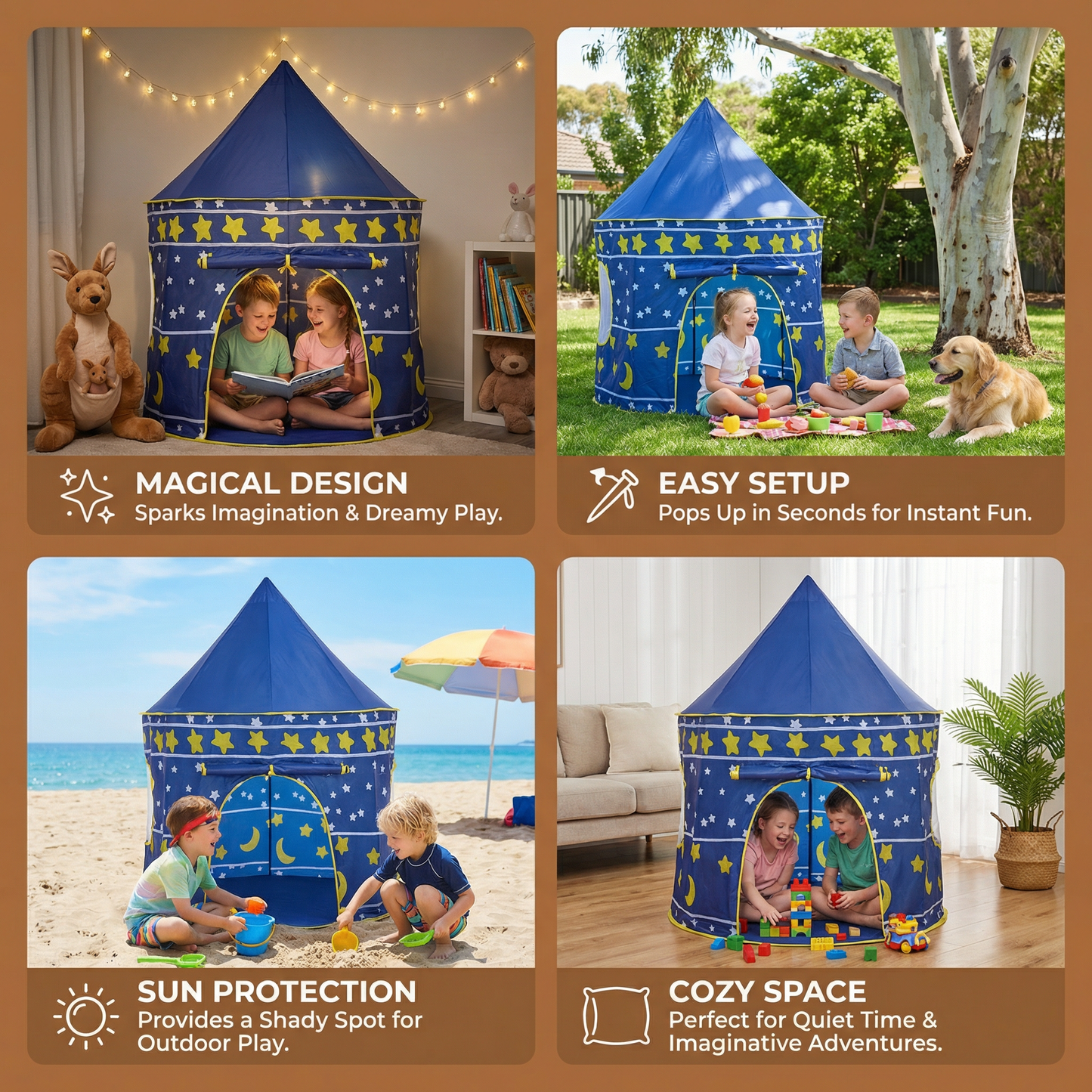 Starry Sky Kids Play Tent – Magical Castle for Little Adventurers (Indoor & Outdoor)