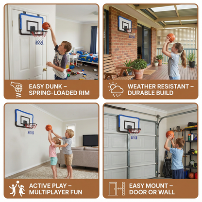 Mini Basketball Hoop for Kids – Wall & Door Mount Set